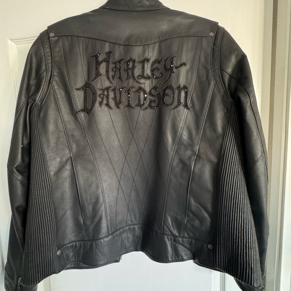 Harley-Davidson Women’s Black Leather Jacket – Size XL – Quilted Lined